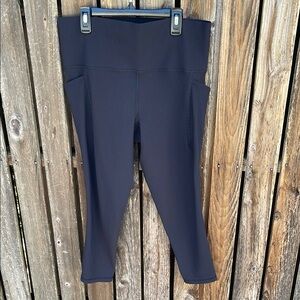 Athleta 1X Salutation Stash Pocket 2 Ribbed Black 7/8 Tights Leggings Rib